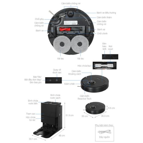 size robot hut bui lau nha roborock q revo 5ae den
