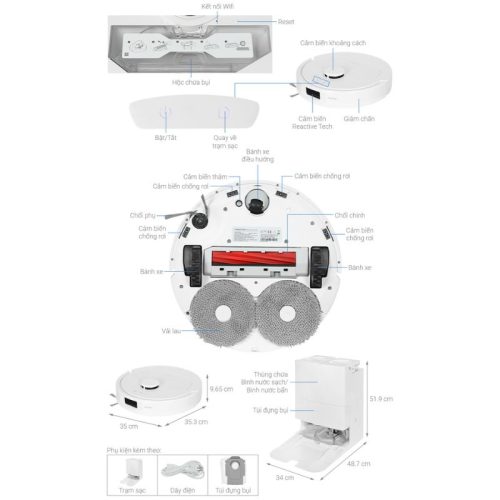 Robot hút bụi lau nhà Roborock QR 798 - Trắng 6 size robot hut bui lau nha roborock qr 798 trang