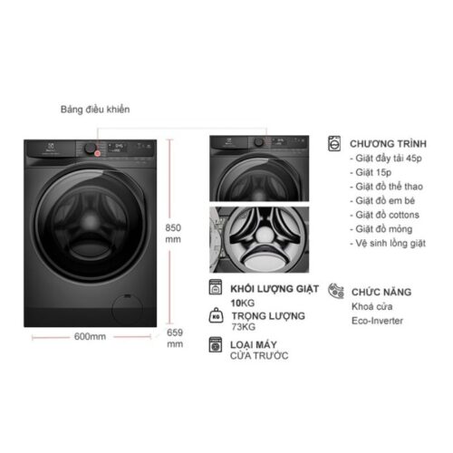 kich thuoc may giat electrolux inverter 10 kg ewf1023p5sc cua truoc