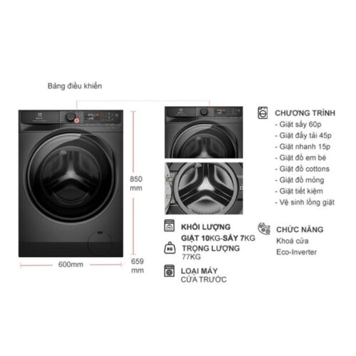 kich thuoc may giat say electrolux inverter giat 10 kg say 7 kg eww1023p5sc