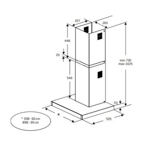 Kích thước Máy hút mùi Beko BHCB 96641 BBHS