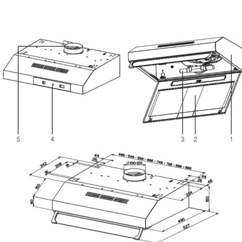 Máy hút mùi Beko CFB 9433 XH 3 Kích thước Máy hút mùi Beko CFB 9433 XH