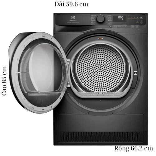 kich thuoc may say bom nhiet electrolux inverter 9 kg edh903r7sc